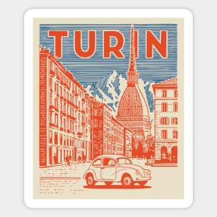 Turin Italy - Vintage Graphic Travel Poster Magnet
